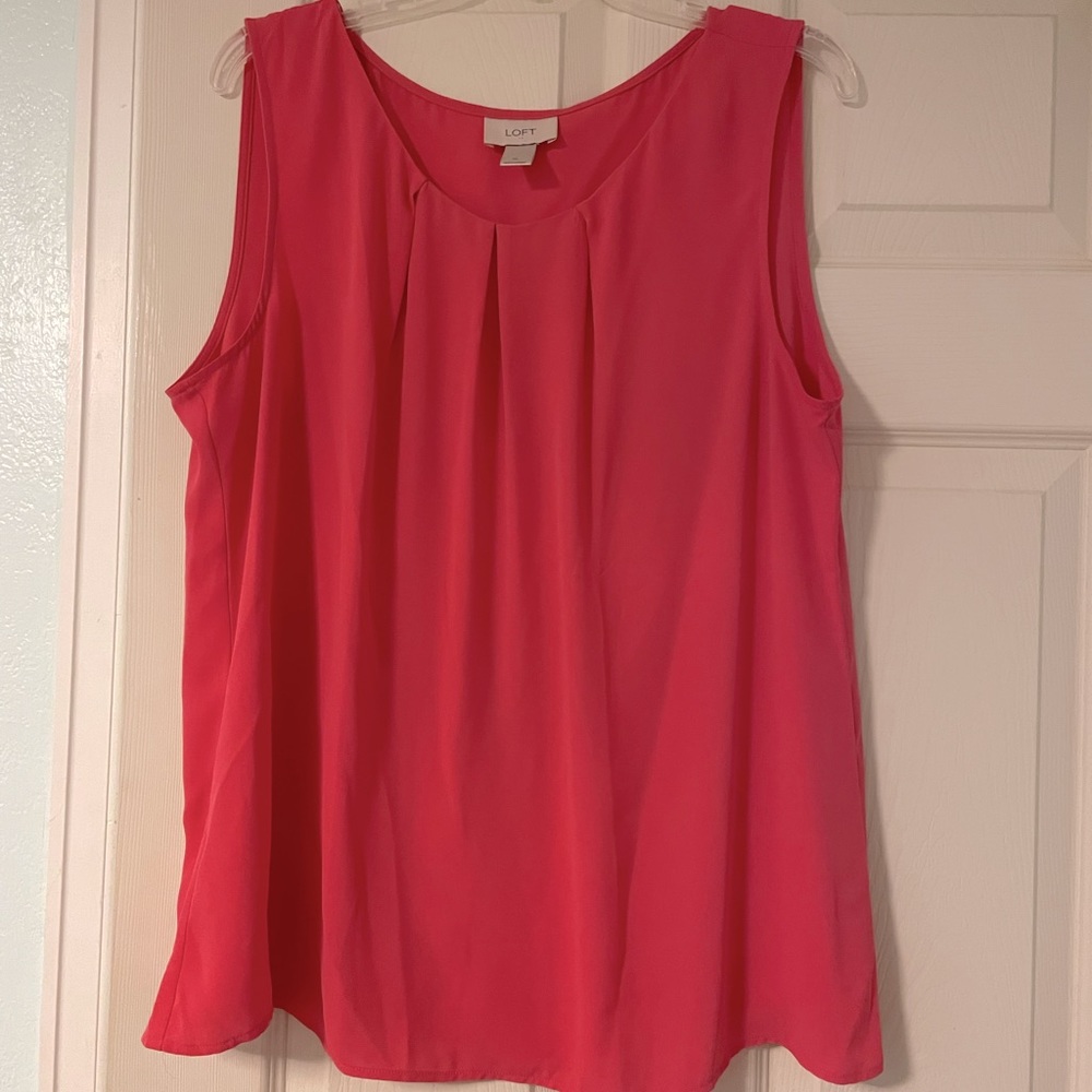 LOFT georgette tank, pink/coral, XL